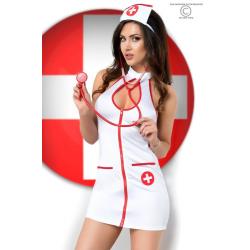 CR 3854  L/XL  White Sexy Nurse Costume Dress with zipper, on the neck is fastened with hooks. Outdoor back adding costume some 